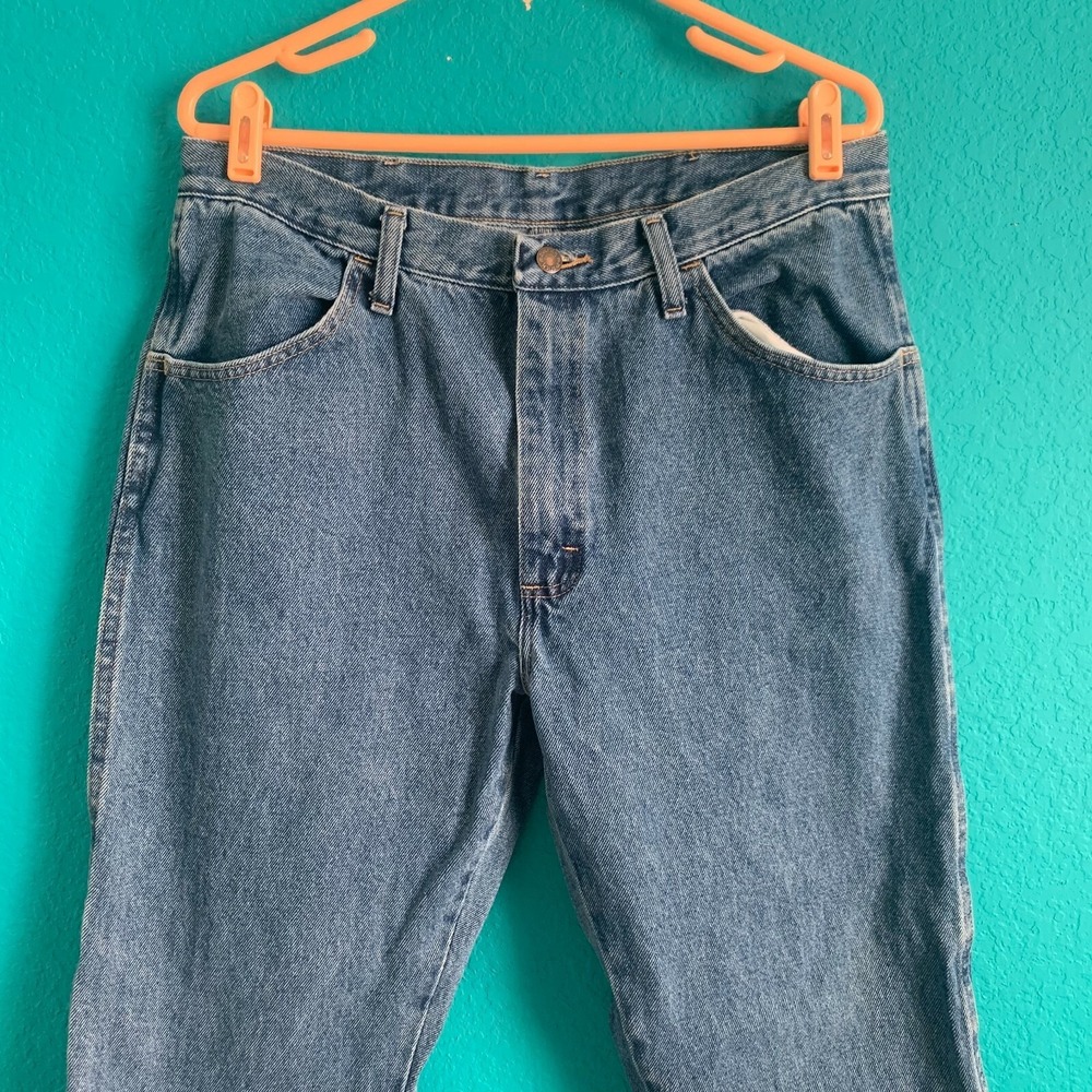 Maverick Vintage Mens Straight Leg Jeans Medium Wash Blue Denim Workwear